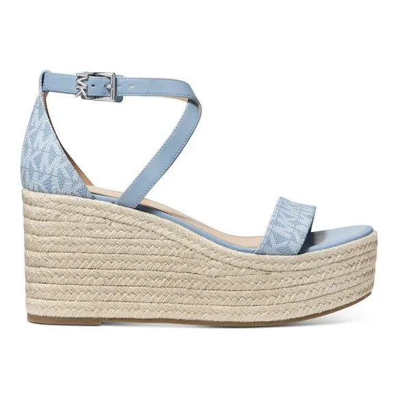 Michael Kors Serena Wedge Espadrille Sandals Chambray Size: 8.5 NIB! - Picture 2 of 3